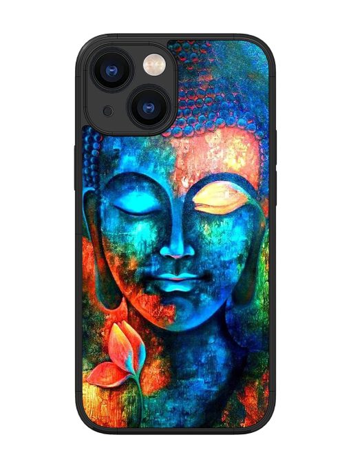 Buddha Painting Glossy Metal Phone Cover for Apple Iphone 13 Mini Zapvi