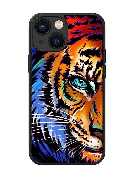 Colorful Lion Art Glossy Metal Phone Cover for Apple Iphone 13 Mini Zapvi