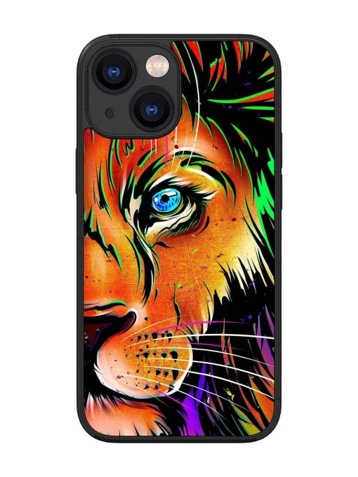 Colorful Lion Design Glossy Metal TPU Phone Cover for Apple Iphone 13 Mini Zapvi