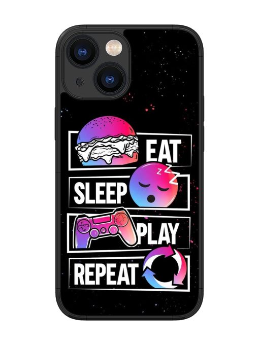 Eat Sleep Play Repeat Glossy Metal Phone Cover for Apple Iphone 13 Mini Zapvi