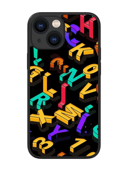 Seamless Pattern With Letters Glossy Metal Phone Cover for Apple Iphone 13 Mini Zapvi