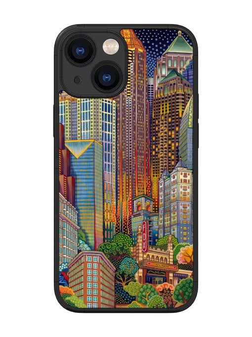 Cityscapes Art Glossy Metal Phone Cover for Apple Iphone 13 Mini Zapvi