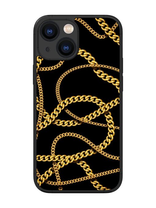 Decorative Golde Chain Glossy Metal Phone Cover for Apple Iphone 13 Mini Zapvi