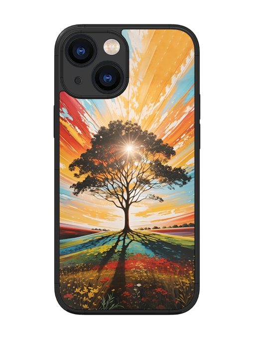 Abstract Tree Colorful Art Glossy Metal Phone Cover for Apple Iphone 13 Mini Zapvi