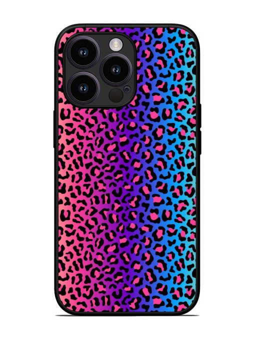 Colorful Leopard Seamless Glossy Metal Phone Cover for Apple Iphone 13 Pro