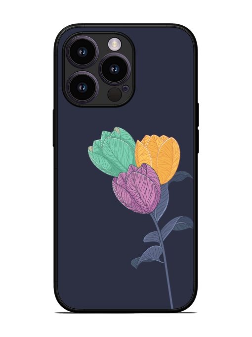 Flower Vector Glossy Metal Phone Cover for Apple Iphone 13 Pro