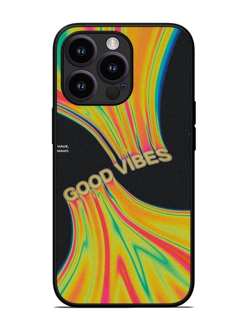 Good Vibes Glossy Metal Phone Cover for Apple Iphone 13 Pro Zapvi