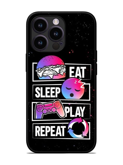 Eat Sleep Play Repeat Glossy Metal Phone Cover for Apple Iphone 13 Pro Zapvi