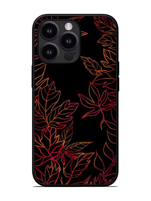 Red Floral Pattern Glossy Metal Phone Cover for Apple Iphone 13 Pro