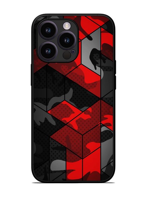 Royal Red Camouflage Pattern Glossy Metal Phone Cover for Apple Iphone 13 Pro