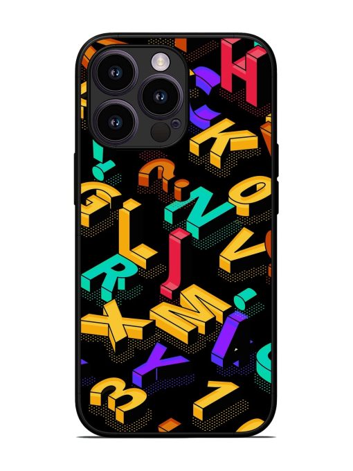 Seamless Pattern With Letters Glossy Metal Phone Cover for Apple Iphone 13 Pro