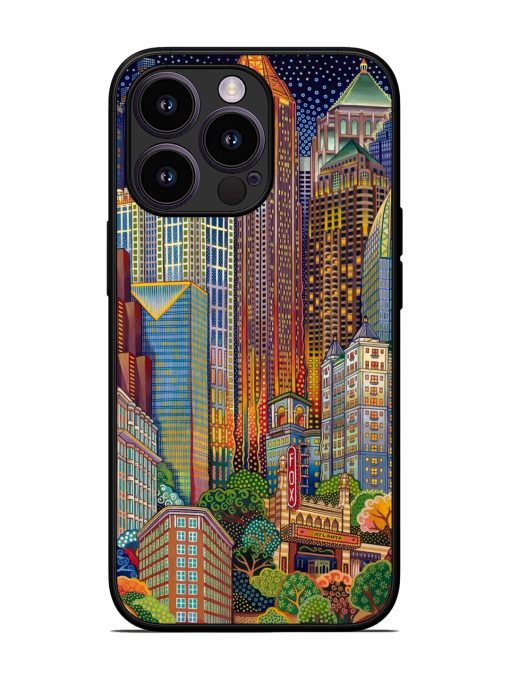 Cityscapes Art Glossy Metal Phone Cover for Apple Iphone 13 Pro Zapvi