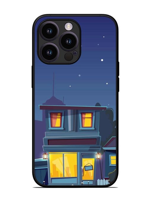 Vector Night House Glossy Metal Phone Cover for Apple Iphone 13 Pro