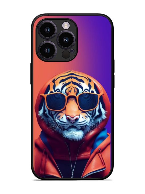 Tiger Animation Glossy Metal Phone Cover for Apple Iphone 13 Pro Zapvi