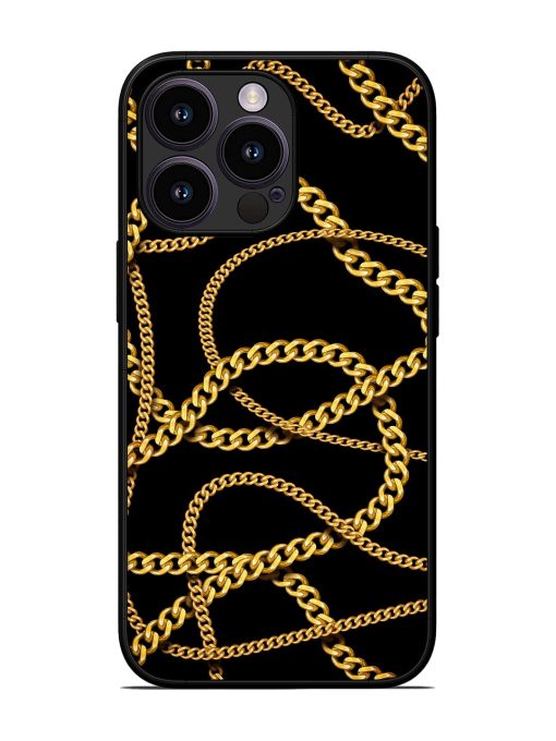 Decorative Golde Chain Glossy Metal Phone Cover for Apple Iphone 13 Pro Zapvi