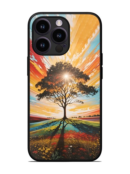 Abstract Tree Colorful Art Glossy Metal Phone Cover for Apple Iphone 13 Pro