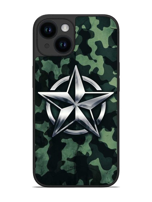 Indian Army Star Design Glossy Metal Phone Cover for Apple Iphone 14 Zapvi