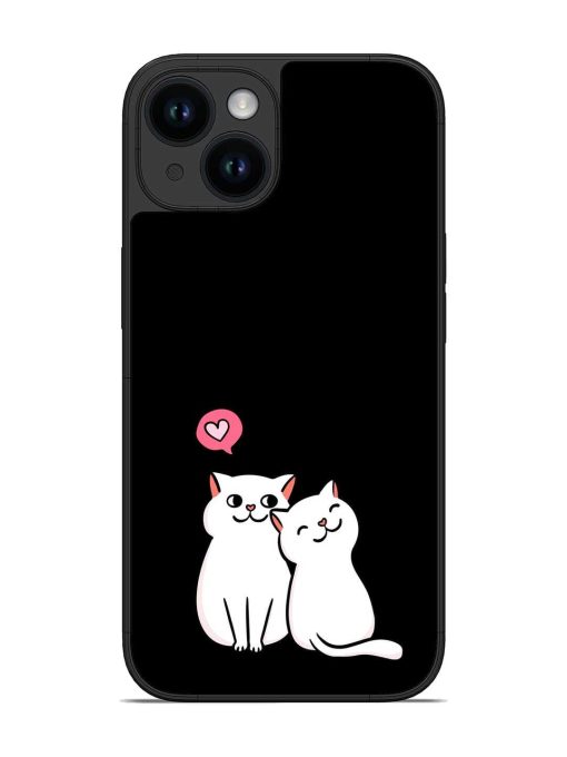 Cat Love Glossy Metal Phone Cover for Apple Iphone 14 Zapvi