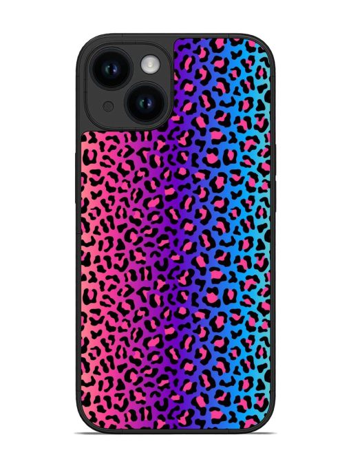 Colorful Leopard Seamless Glossy Metal Phone Cover for Apple Iphone 14