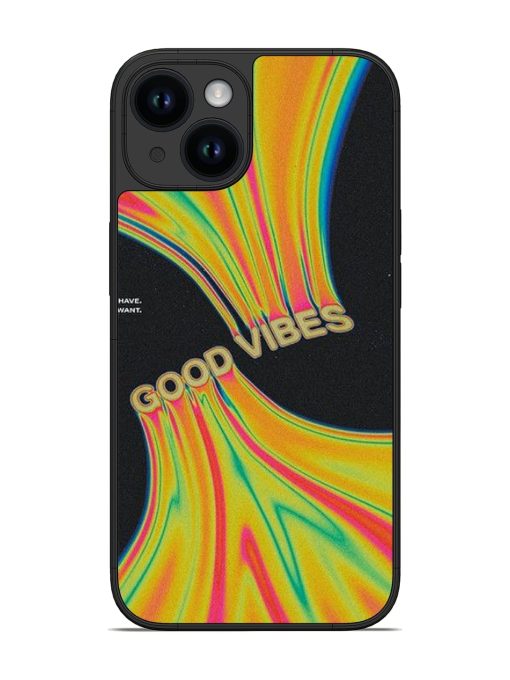 Good Vibes Glossy Metal Phone Cover for Apple Iphone 14 Zapvi