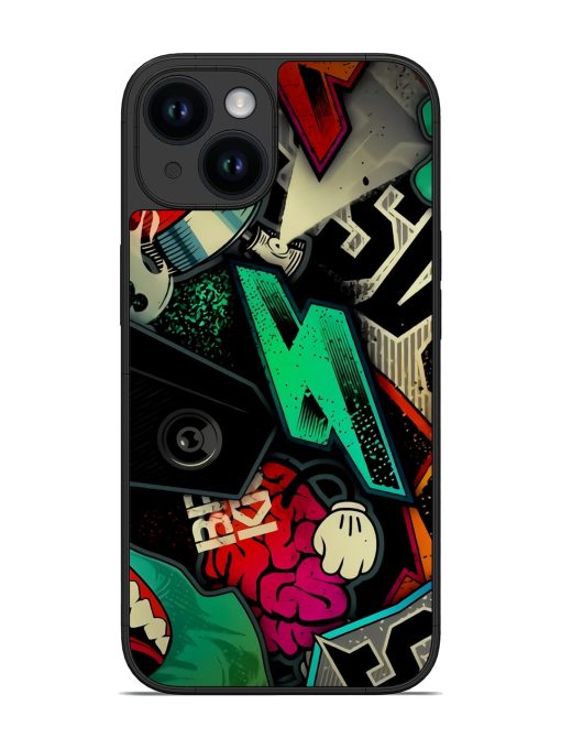 Graffiti Art Glossy Metal Phone Cover for Apple Iphone 14 Zapvi