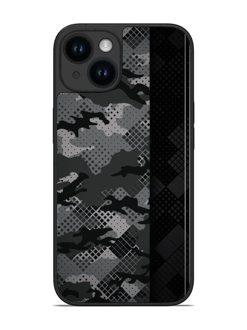 Dark Camouflage Glossy Metal Phone Cover for Apple Iphone 14