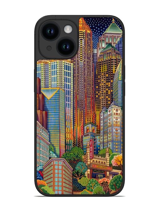 Cityscapes Art Glossy Metal Phone Cover for Apple Iphone 14 Zapvi