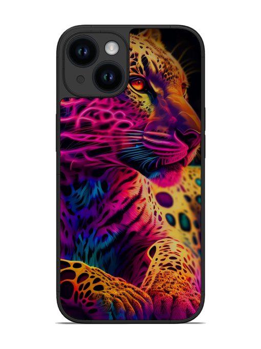 Leopard Art Glossy Metal Phone Cover for Apple Iphone 14 Zapvi