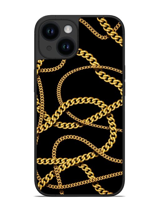 Decorative Golde Chain Glossy Metal Phone Cover for Apple Iphone 14 Zapvi