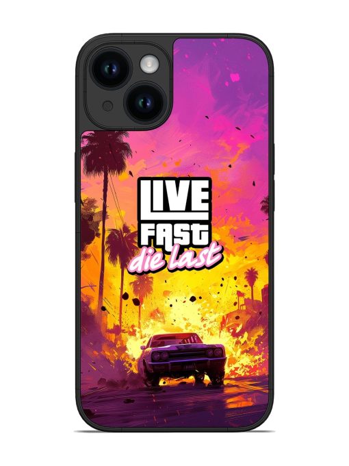 Live Fast Glossy Metal Phone Cover for Apple Iphone 14 Zapvi