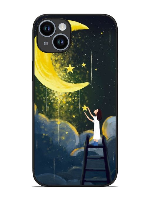 Moonlight Healing Night Illustration Glossy Metal TPU Phone Cover for Apple Iphone 14 Plus Zapvi