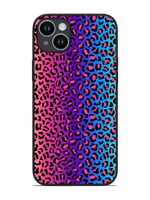 Colorful Leopard Seamless Glossy Metal Phone Cover for Apple Iphone 14 Plus Zapvi