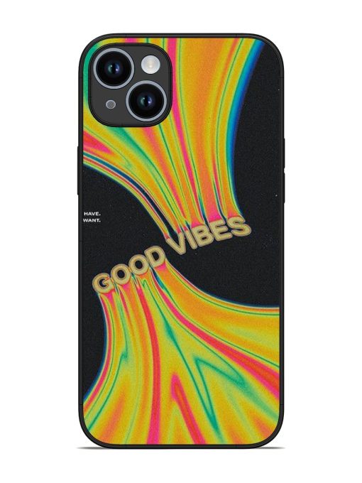 Good Vibes Glossy Metal Phone Cover for Apple Iphone 14 Plus Zapvi