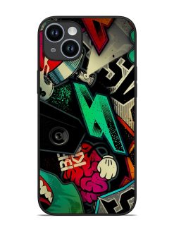 Graffiti Art Glossy Metal Phone Cover for Apple Iphone 14 Plus
