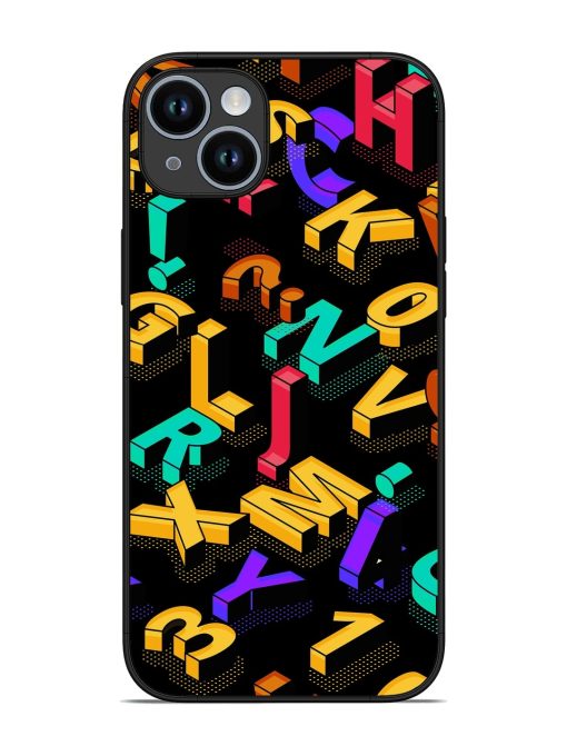 Seamless Pattern With Letters Glossy Metal Phone Cover for Apple Iphone 14 Plus Zapvi