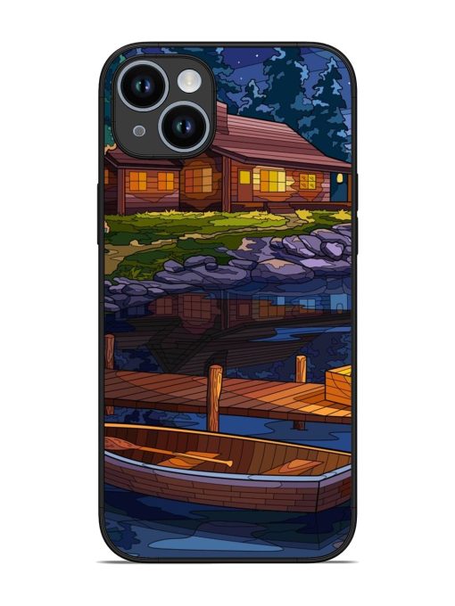 Village Night Scene Glossy Metal Phone Cover for Apple Iphone 14 Plus Zapvi