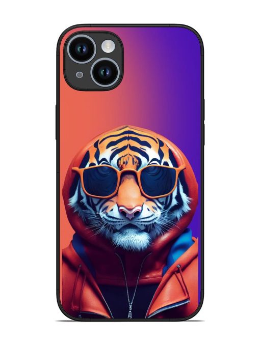 Tiger Animation Glossy Metal Phone Cover for Apple Iphone 14 Plus Zapvi