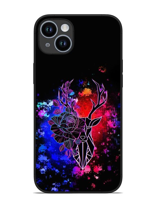 Floral Deer Art Glossy Metal Phone Cover for Apple Iphone 14 Plus Zapvi