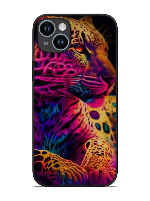 Leopard Art Glossy Metal Phone Cover for Apple Iphone 14 Plus Zapvi