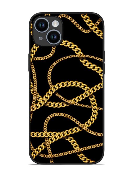 Decorative Golde Chain Glossy Metal Phone Cover for Apple Iphone 14 Plus Zapvi