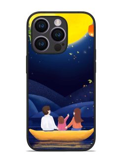 Happy Family And Beautiful View Glossy Metal Phone Cover for Apple Iphone 14 Pro