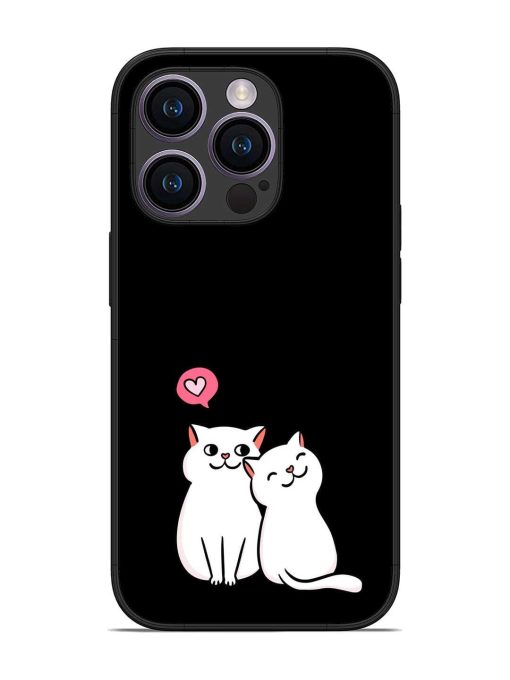 Cat Love Glossy Metal Phone Cover for Apple Iphone 14 Pro Zapvi