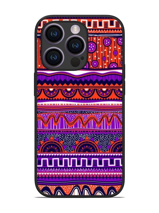 Ethnic Seamless Pattern Glossy Metal TPU Phone Cover for Apple Iphone 14 Pro Zapvi