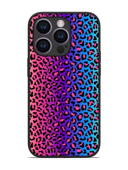 Colorful Leopard Seamless Glossy Metal Phone Cover for Apple Iphone 14 Pro Zapvi