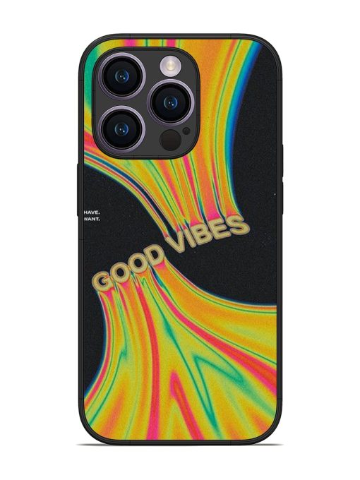 Good Vibes Glossy Metal Phone Cover for Apple Iphone 14 Pro Zapvi