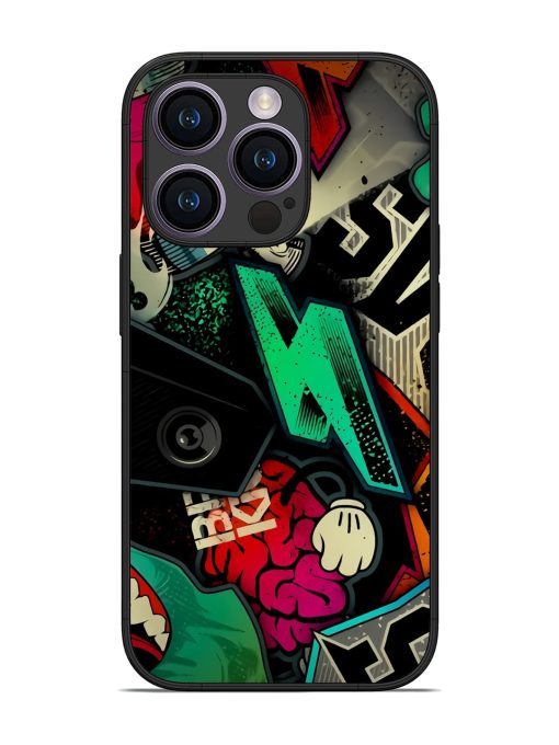 Graffiti Art Glossy Metal Phone Cover for Apple Iphone 14 Pro