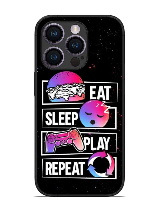 Eat Sleep Play Repeat Glossy Metal Phone Cover for Apple Iphone 14 Pro Zapvi