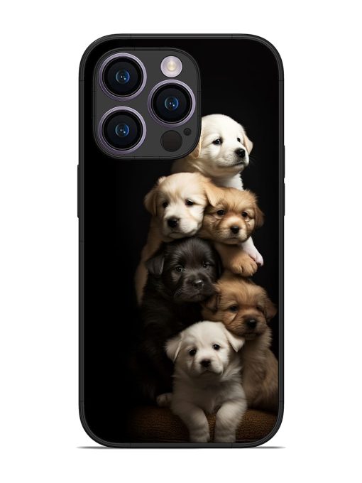 Cute Baby Dogs Glossy Metal Phone Cover for Apple Iphone 14 Pro