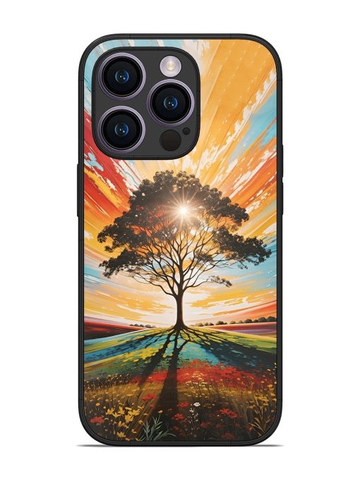 Abstract Tree Colorful Art Glossy Metal Phone Cover for Apple Iphone 14 Pro Zapvi