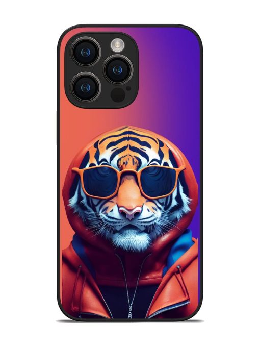 Tiger Animation Glossy Metal Phone Cover for Apple Iphone 14 Pro Max Zapvi